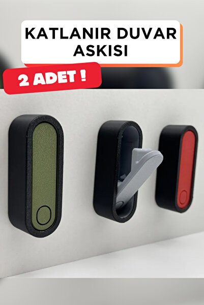 Genç 3D 2’li Katlanabilir Askılık | Duvar ve Kapı Askısı | Katlanabilir Ceket...