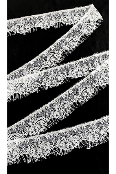 ALTAY AKSESUAR دانتيل ملتحي بحافة بيضاء 8 سم (3 متر)