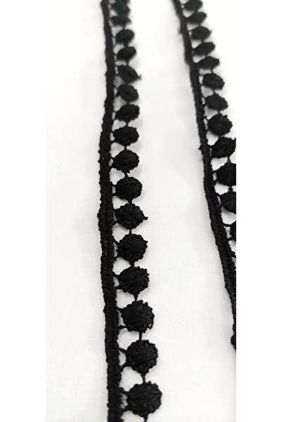 ALTAY AKSESUAR Siyah Kenar Ponpon Güpür