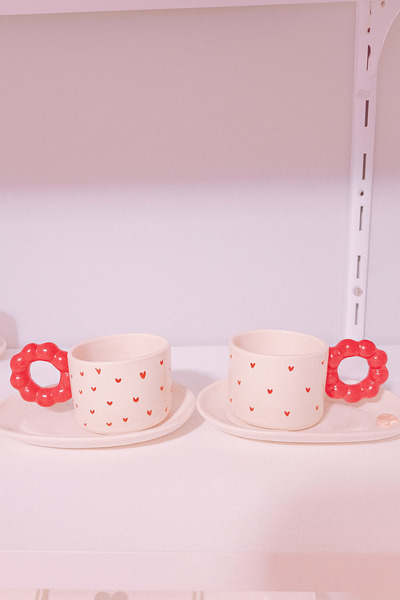 Arden Ceramic Heart-Shaped Coffee Cup Set of 2