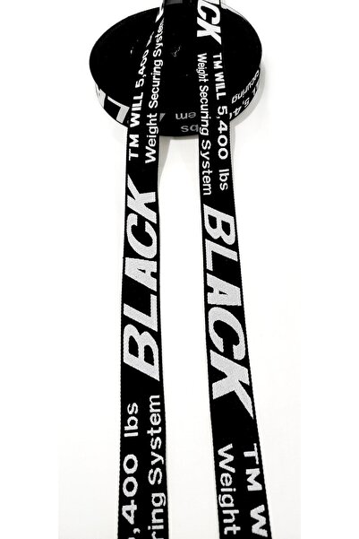 ALTAY AKSESUAR شريط منسوج مكتوب باللونين الأبيض والأسود