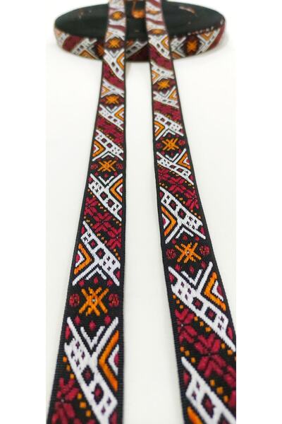 ALTAY AKSESUAR شريط منسوج ضيق باللون الأبيض العنابي