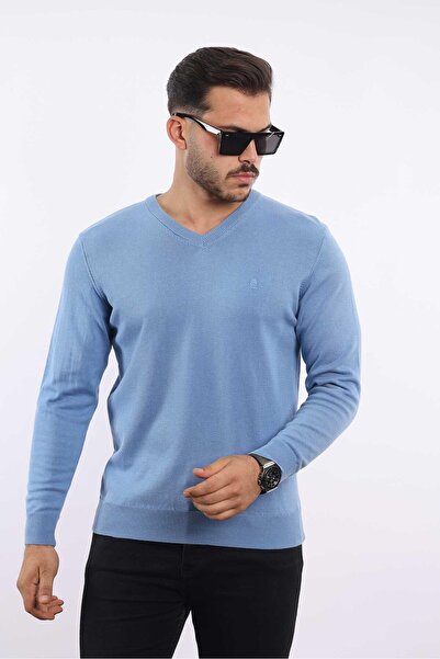 rugatchi Premium Men's V-Neck Knitwear — 100% Cotton, Breathable Comfort Sweater