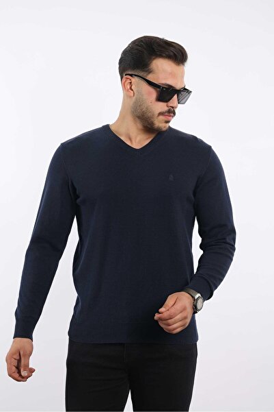 rugatchi Premium Men's V-Neck Knitwear — 100% Cotton, Breathable Comfort Sweater