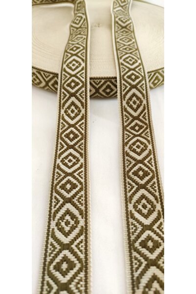 ALTAY AKSESUAR شريط منسوج عرقي بلون الكاكي الإيكروي