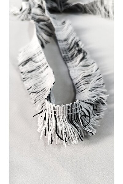 ALTAY AKSESUAR أسود أبيض مزدوج اللون حافة شرابة هامش