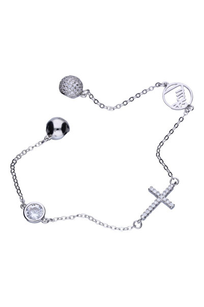 Silver berry Brățară din argint S925, Cruce și Noroc, decorată cu cristale de zirconiu, închidere magnetică