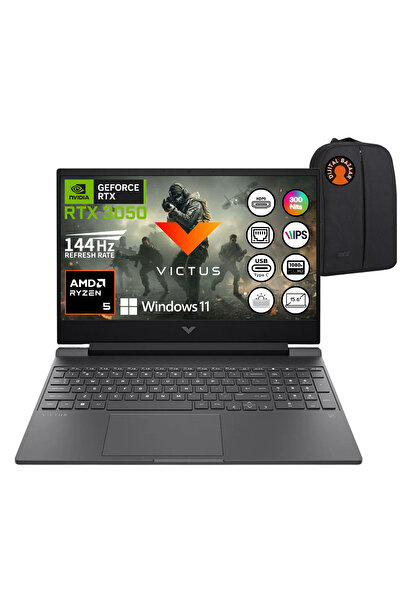 HP Victus 15 AMD Ryzen 5 8645HS RTX3050 24GB RAM 2TB SSD 15.6" FHD IPS W11 Taşınabilir Bilgisayar