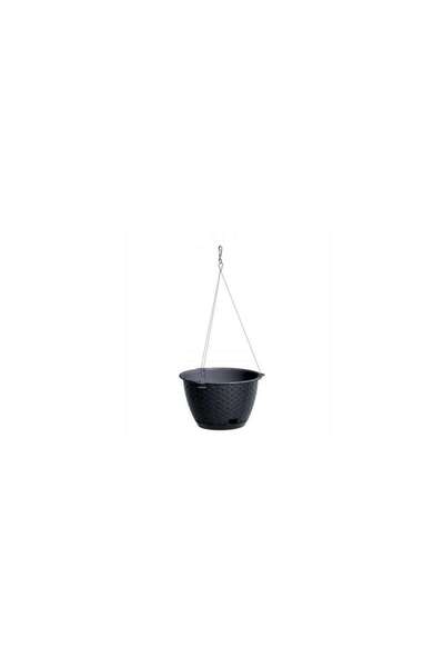 Prosperplast Decorative Flower Pot with Chain, Round, Anthracite, 24.316 cm, Ratolla Round WS