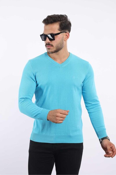rugatchi Premium Men's V-Neck Knitwear — 100% Cotton, Breathable Comfort Sweater