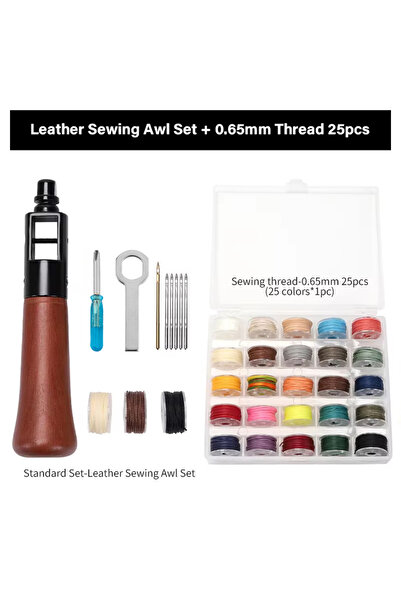 Choice5 مجموعة خيوط ماكينة خياطة الجلد WUTA B0.65mm ذات 25 خيطًا، خياطة سريعة...