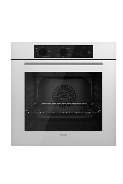 Ferre QBL62CB - EL066 -D037 60 cm Beyaz Emaye Turbolu Aspiratörlü Ankastre Set - Yeni