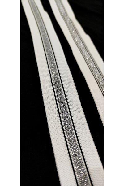 ALTAY AKSESUAR شريط تكتك أبيض لامع باللون الفضي