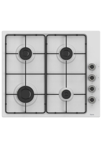 Ferre QBL62CB - EL066 -D037 60 cm Beyaz Emaye Turbolu Aspiratörlü Ankastre Set - Yeni