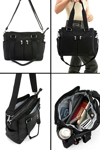 çantamgelsin Women's Large Size 8-Compartment Crinkle Crossbody Shoulder Bag & College & School & Everyday Bag