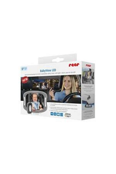 reer Car safety mirror with LED for baby monitoring, attached to headrest, BabyView 86101