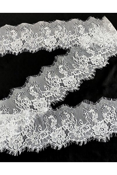 ALTAY AKSESUAR دانتيل ملتحي بحافة بيضاء 17 سم (3 متر)