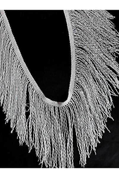 ALTAY AKSESUAR هامش شرابة مجعد فضي لامع