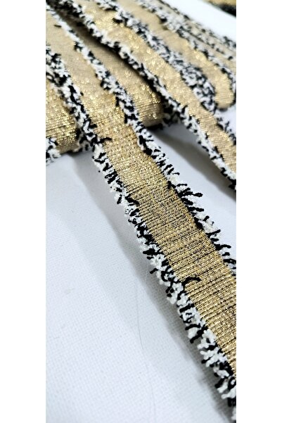 ALTAY AKSESUAR GOLD SİMLİ SİYAH BEYAZ ARA PÜSKÜL ŞERİT