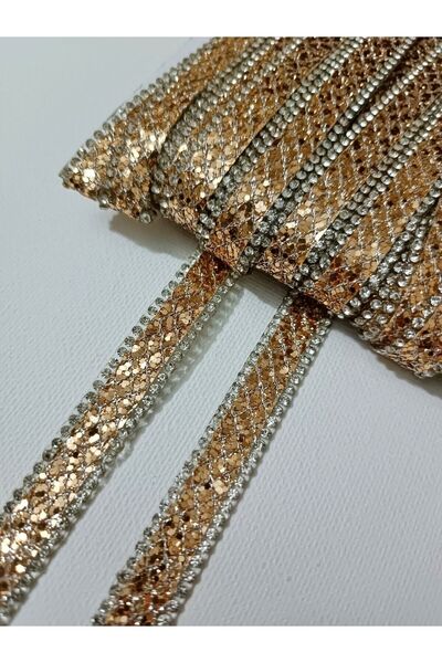 ALTAY AKSESUAR Light Gold Taşlı Yapıştırma Şerit