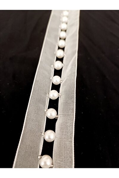 ALTAY AKSESUAR Cream White Intermediate Model Special Tulle Ribbon with Pearls