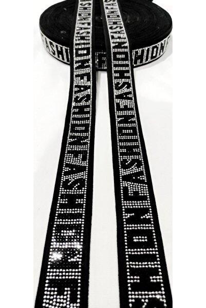 ALTAY AKSESUAR Special Black Silver Fashion Stone Embroidered Ribbon