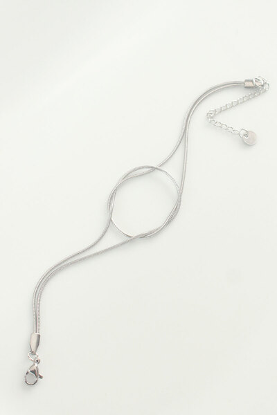 Lisinya سوار من الفولاذ 316L بلون فضي بتصميم عقدة -