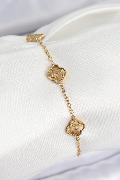 Lisinya 316L Steel Gold Color Clover Women's Bracelet - Tygoo