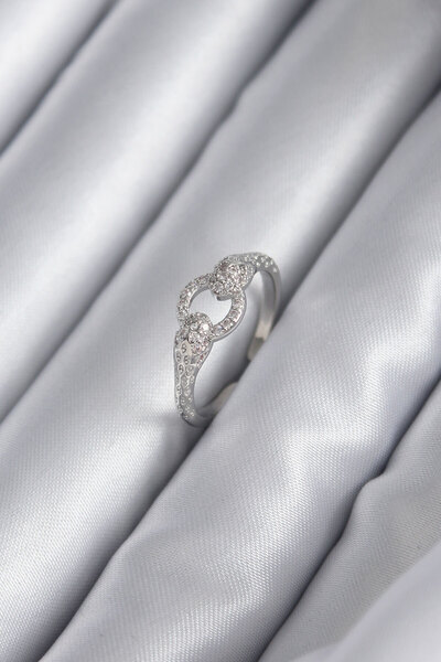 doremodam خاتم نسائي نحاسي فضي اللون بحجر الزركون على شكل ثعبان - ليسينيا