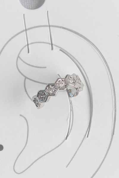 Lisinya أقراط نسائية من النحاس الفضي اللون على شكل قرص العسل مرصعة بحجر الزرك...