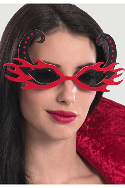Lisinya Black Horned Red Color Flaming Party Glasses 21X10 cm - Tygoo