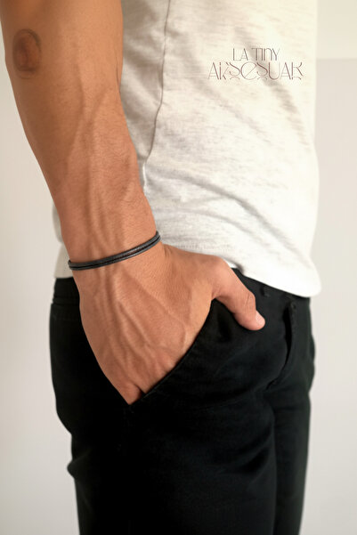 LA TINY AKSESUAR سوار رجالي، سوار مصنوع يدويًا قابل للتعديل -2 ملم