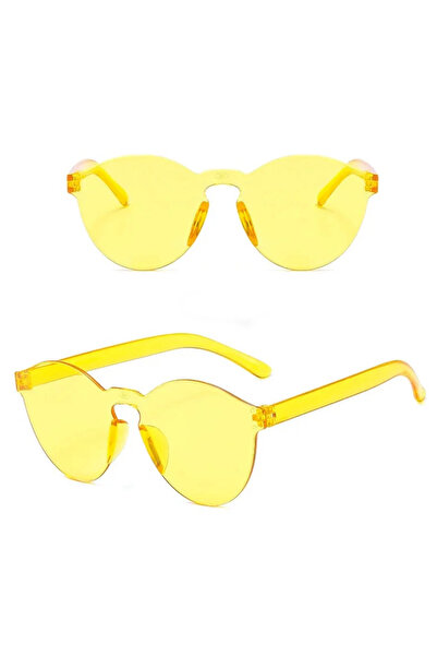 Lisinya نظارة صفراء بيضاوية الشكل بدون إطار من سيرت ميكا ريترو بارتي 5x14 سم ...