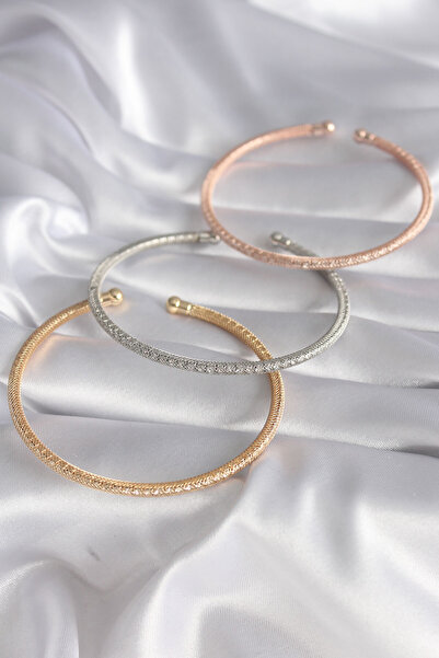 Lisinya Brass Mix Color Wicker Model Zircon Stone Detail Women's Bracelet Set -