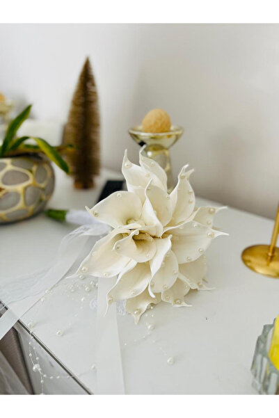 EverAfterDesignCo İncili Beyaz Gala Gelin Buketi