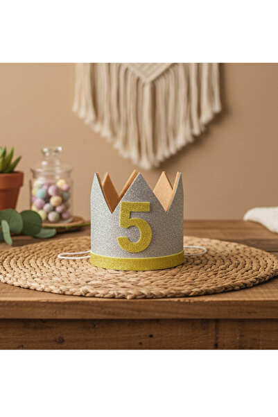 Probest DESIGN 5 Yaş Doğum Günü Tacı Altın - Bebek Parti Şapkası, Mini Doğum ...