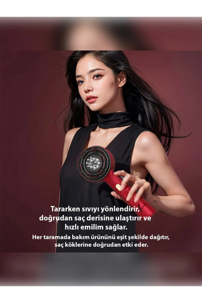 Net Damla Şarjlı Ve Titreşimli Saç Masaj Tarağı Bakım Yağı Hazneli Fırça ( Li...