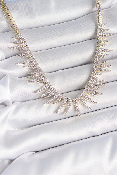 Lisinya قلادة نسائية من النحاس الذهبي اللون مع حجر الزركون موديل VIP - TYGOO