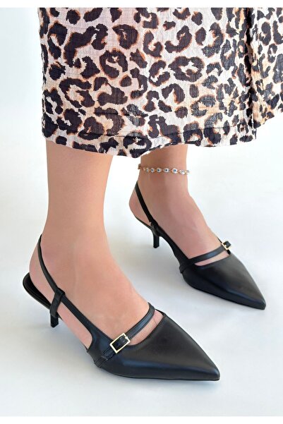 Lisinya Darina Black Leather Heeled Shoes - Tygoo