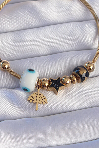 Lisinya سوار من الفولاذ 316L باللون الذهبي والأسود بحجر الزركون بتصميم نجمة و...