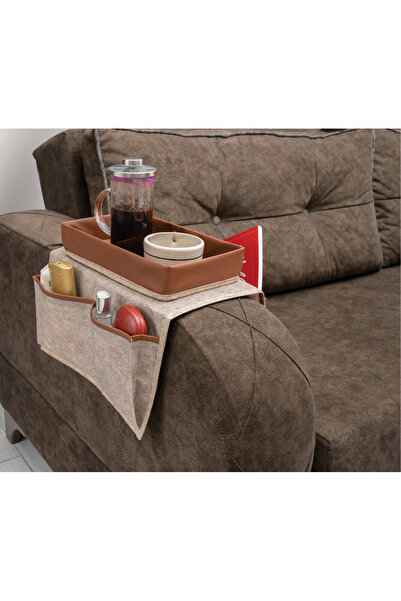 fantastik store Çok Amaçlı Deri Şeritli Cepli Koltuk Kenarı Düzenleyici 03938...