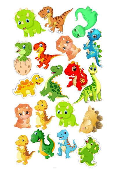 BatıDoğu Yenilebilir Şekerli Kağıt Baskısı Cupcake ve Pasta Resim Baskı Dinazor Temalı 55