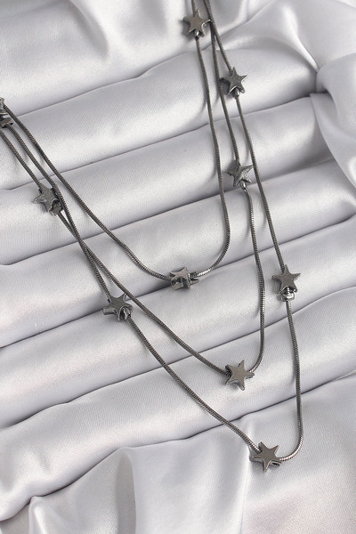 Lisinya قلادة نسائية من النحاس بلون مدخن موديل 3 نجوم - TYGOO