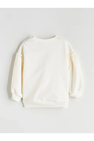 LC Waikiki Baby Bej Bisiklet Yaka Barbıe Baskılı Pamuklu Kız Bebek Sweatshirt Ve Tayt 2'li Takım