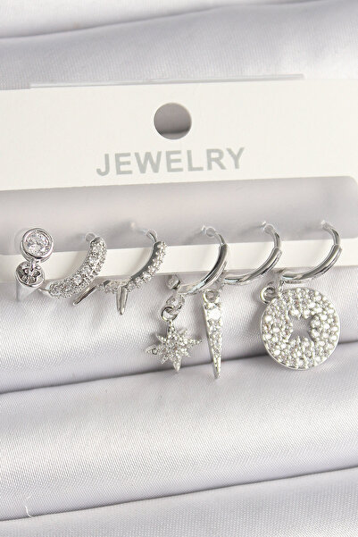 Lisinya طقم أقراط نسائية متعددة الأشكال من النحاس والفضة مرصعة بحجر الزركون -...