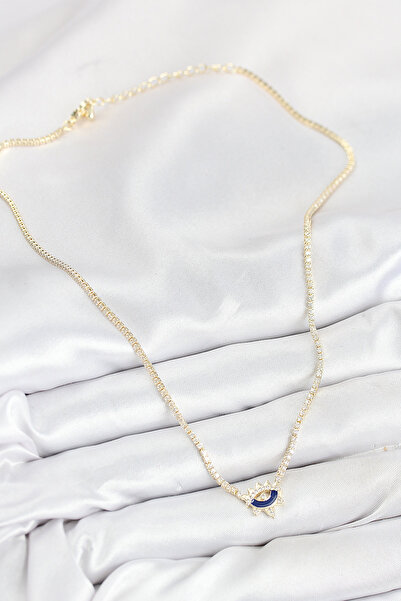 Lisinya قلادة نسائية من حجر الزركون النحاسي على شكل عين مائية بلون ذهبي - ليسينا