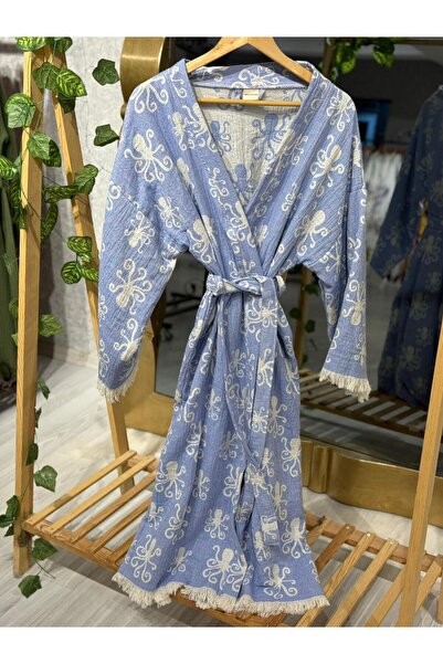 Befera Design Kimono de muselină 100% bumbac cu model de caracatiță halat de baie caftan