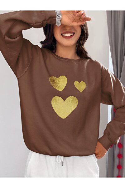 ArtYus Inimi de culoare aurie cu imprimeu guler rotund piese Swea tricou