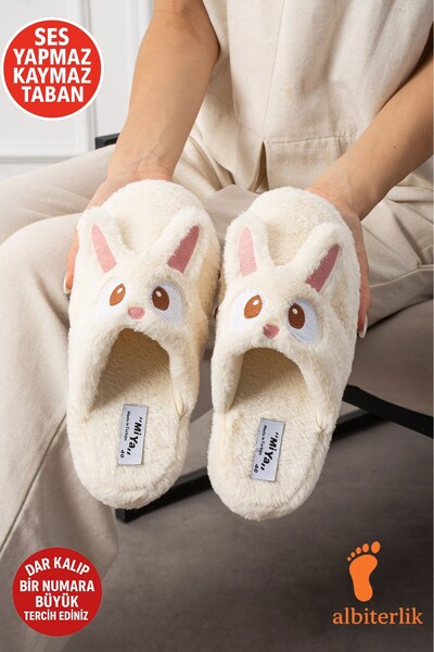 AlbiShoes Милі кролики фігурні зимові м'які домашні капці безшумні нековзні підошви жіночі домашні капці