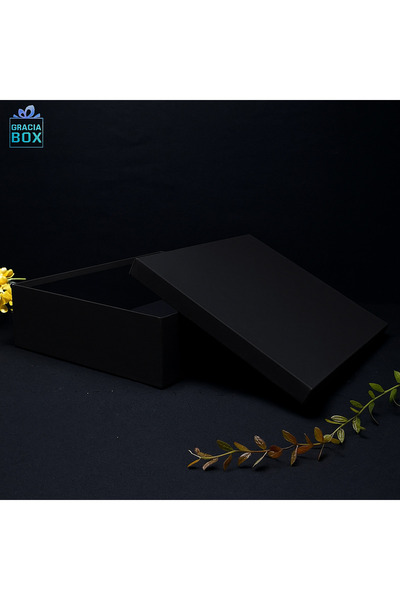 ŞENKUTU MATBAA AMBALAJ TASARIM SİYAH HEDİYE KUTUSU MUKAVVA KUTU 35X25X10CM BÜ...